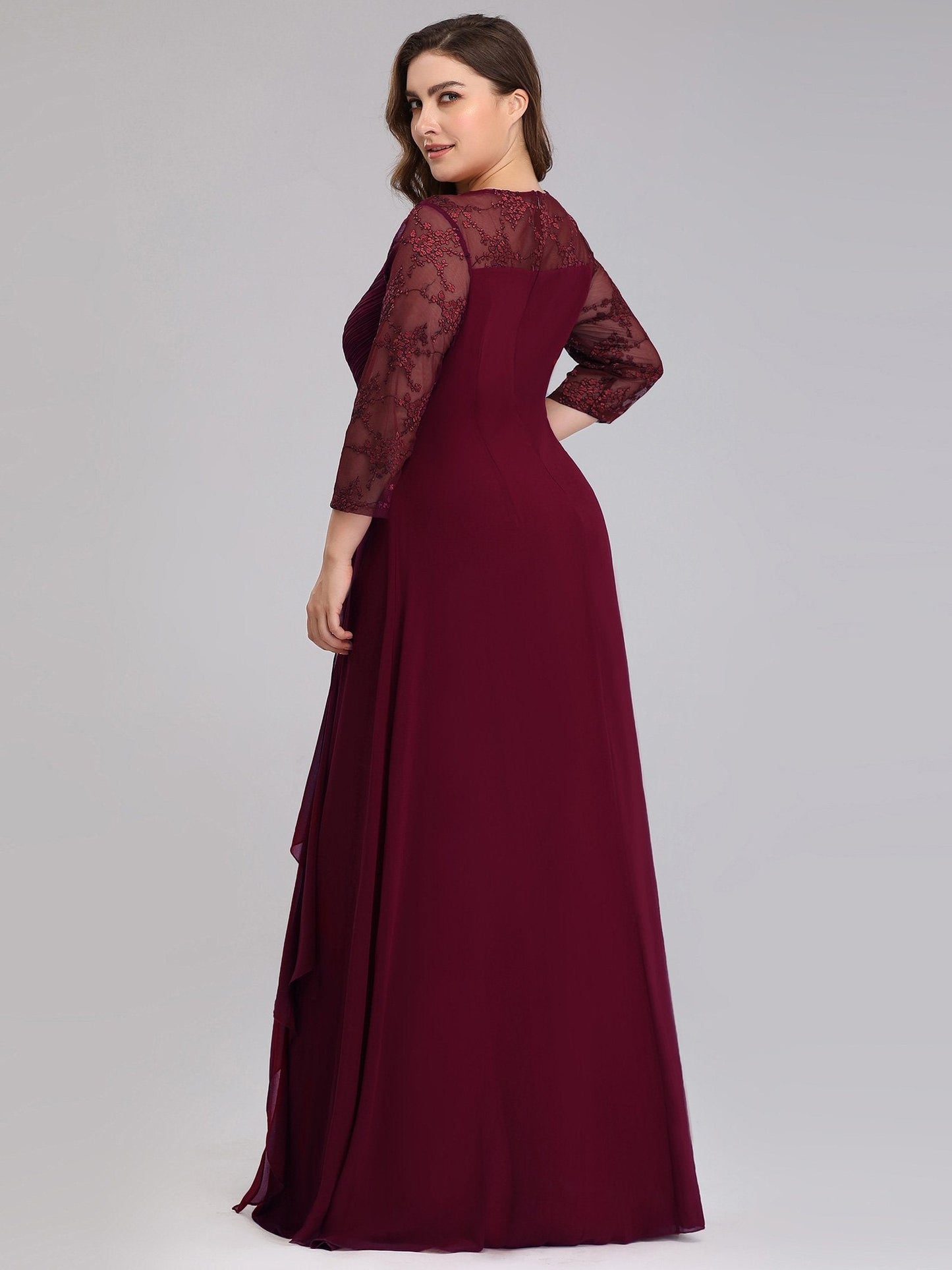 Plus Size Elegant Long Half Sleeves Women Formal Evening Dresses EB07728