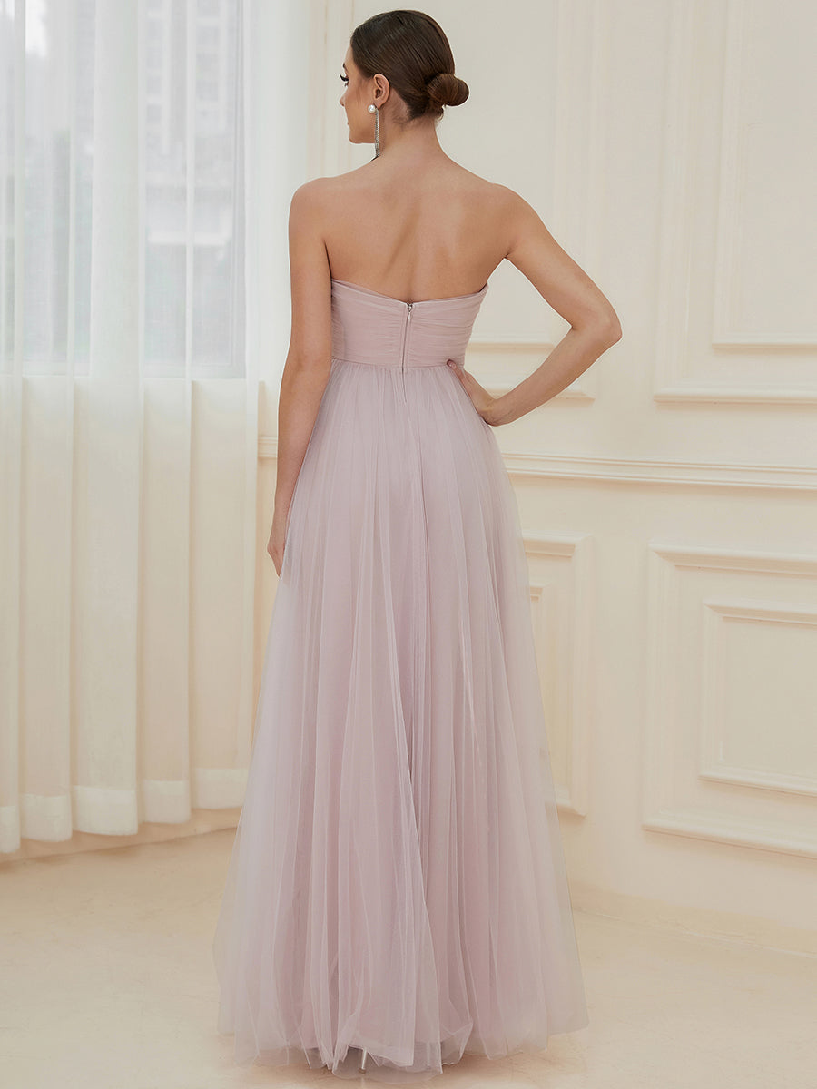 Elegant A Line Strapless Wholesale Evening Dresses with Split Design