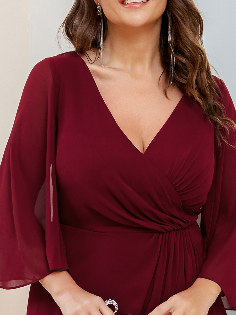 V Neck A Line Wholesale Bridesmaid Dresses with Long Ruffles Sleeves