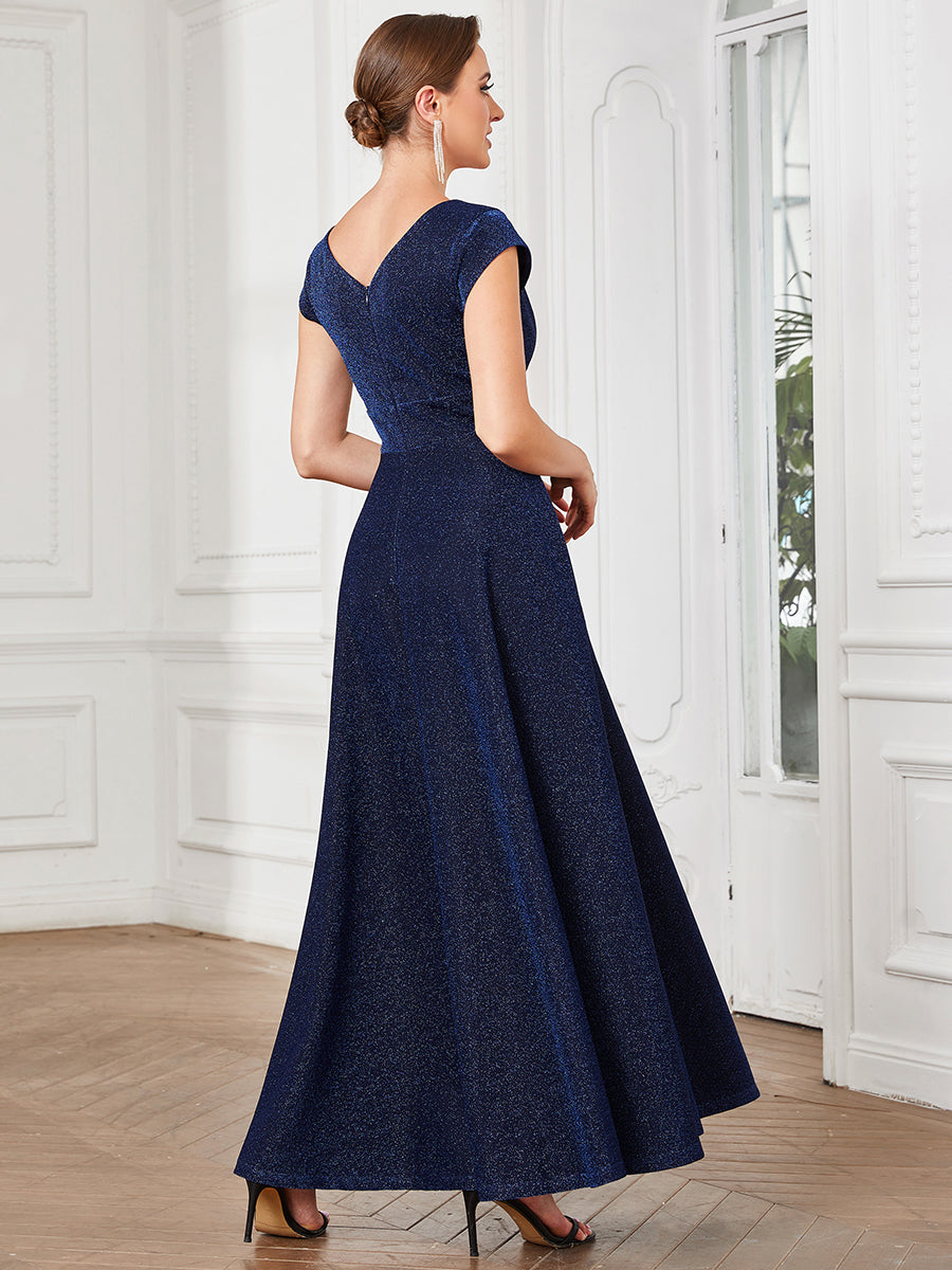 Deep V Neck Floor Length A Line Sleeveless Wholesale Evening Dresses
