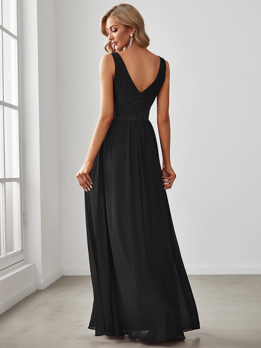 Deep V Neck A Line Sleeveless Wholesale Bridesmaid Dresses