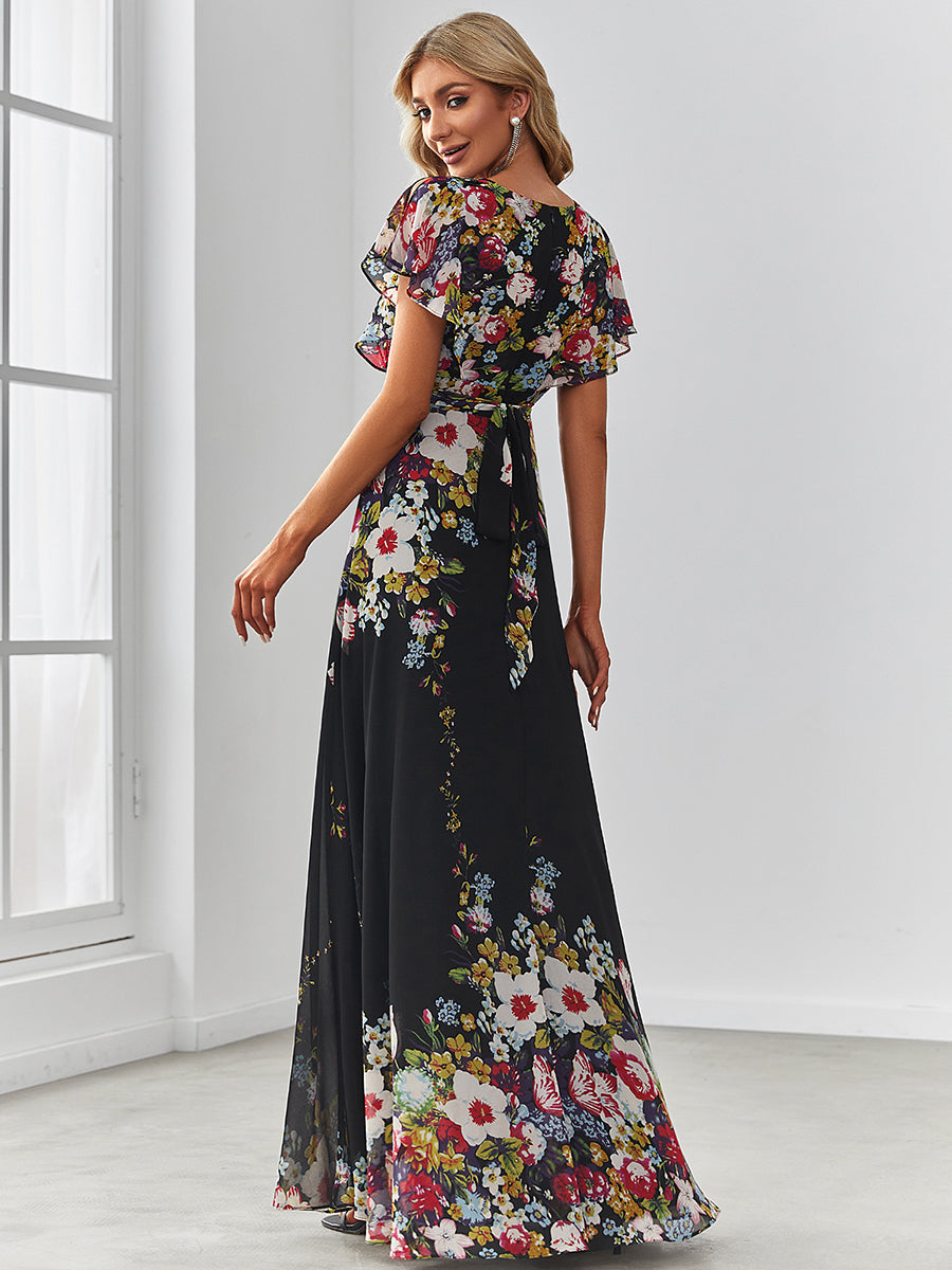 Adorable Wholesale Evening Dresses with V Neck and Ruffles Sleeves