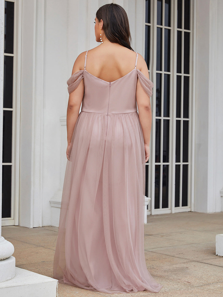 Glamorous Plus Size Deep V Neck Wholesale Evening Dresses with Split