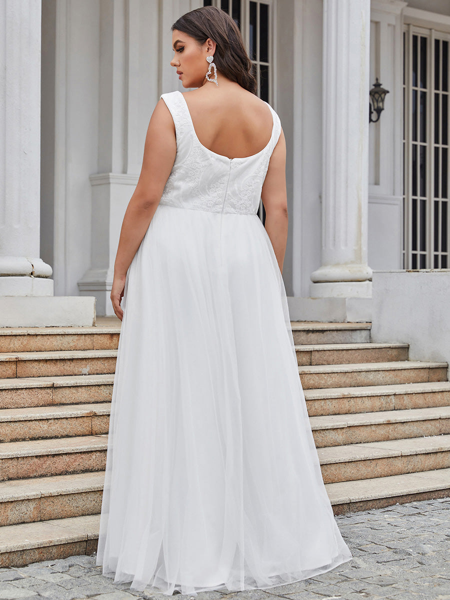 Plus Size Floor Length Square Neckline Wholesale Wedding Dresses