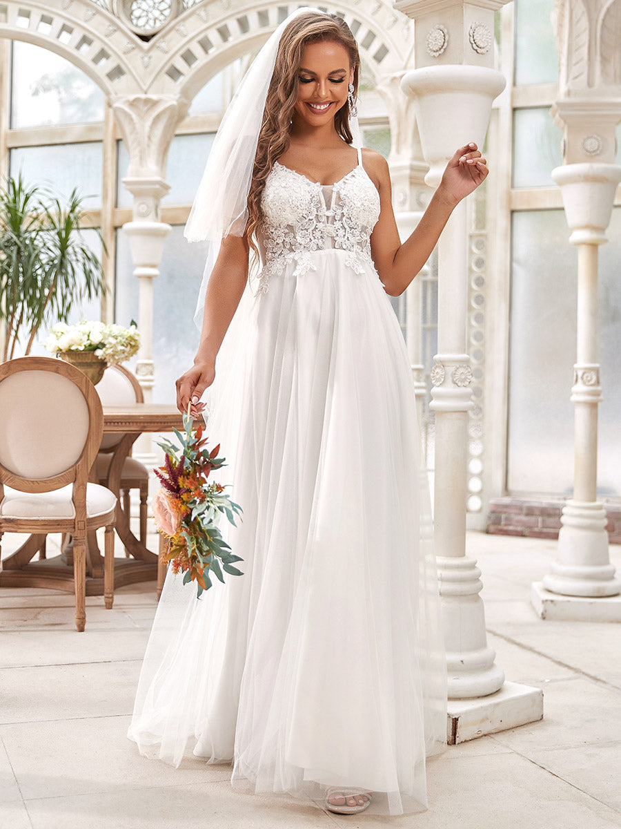 Deep V Neck Sleeveless Asymmetrical Hem Wholesale Wedding Dresses