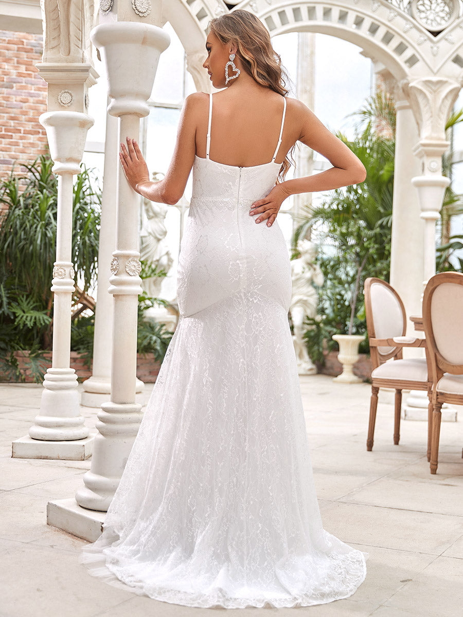 V Neck Spaghetti Straps Floor Length Wholesale Wedding Dresses