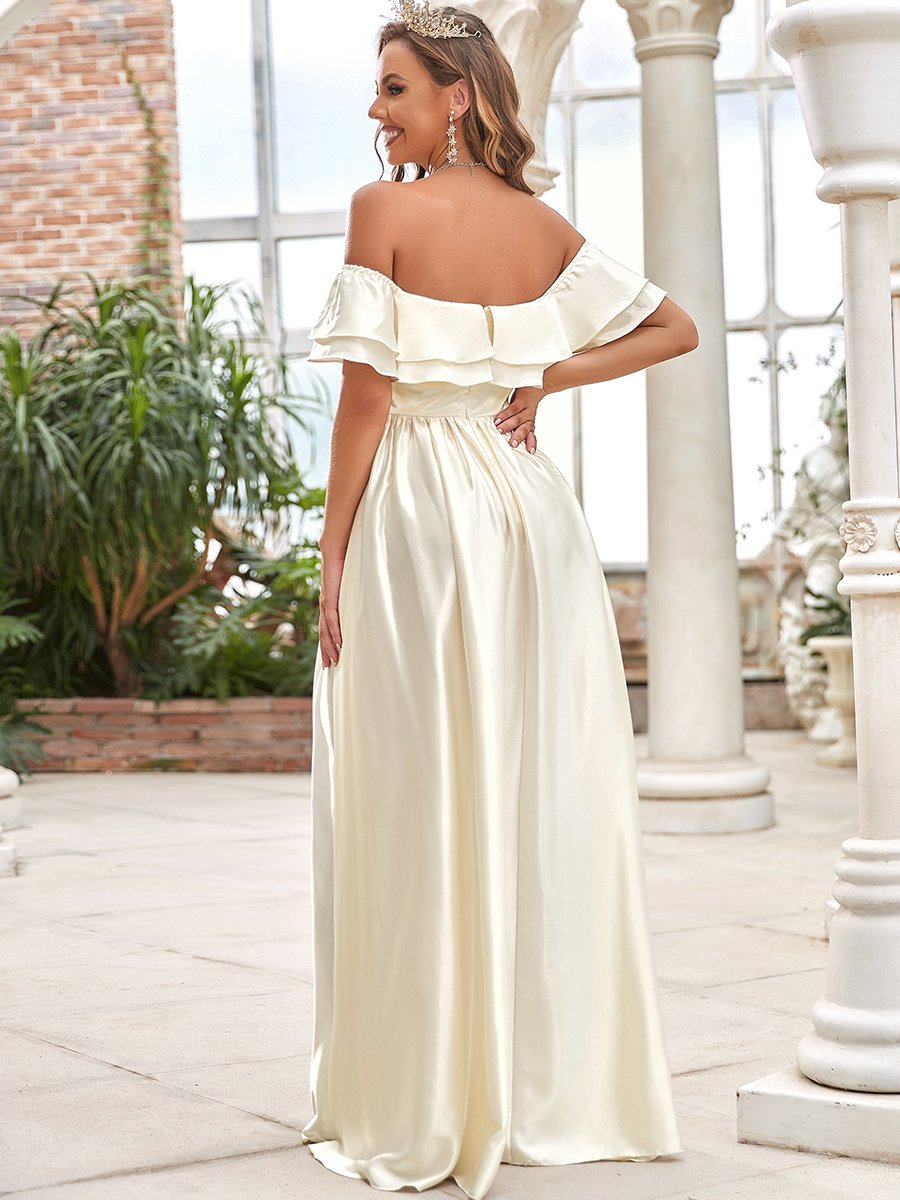 Ruffle Sleeves A-line Floor Length Wholesale Wedding Dresses