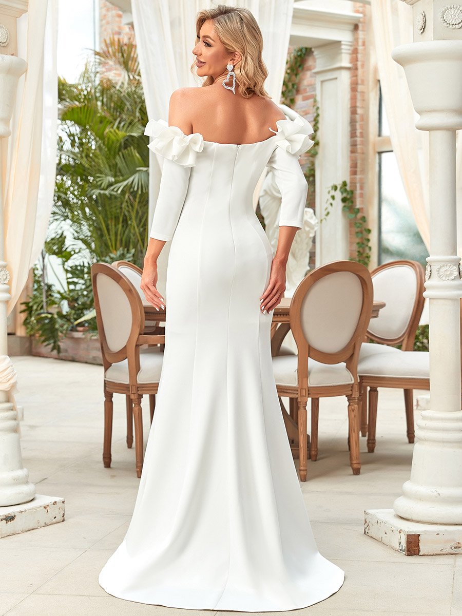 Off Shoulder Fishtail Floor Length Wholesale Wedding Dresse