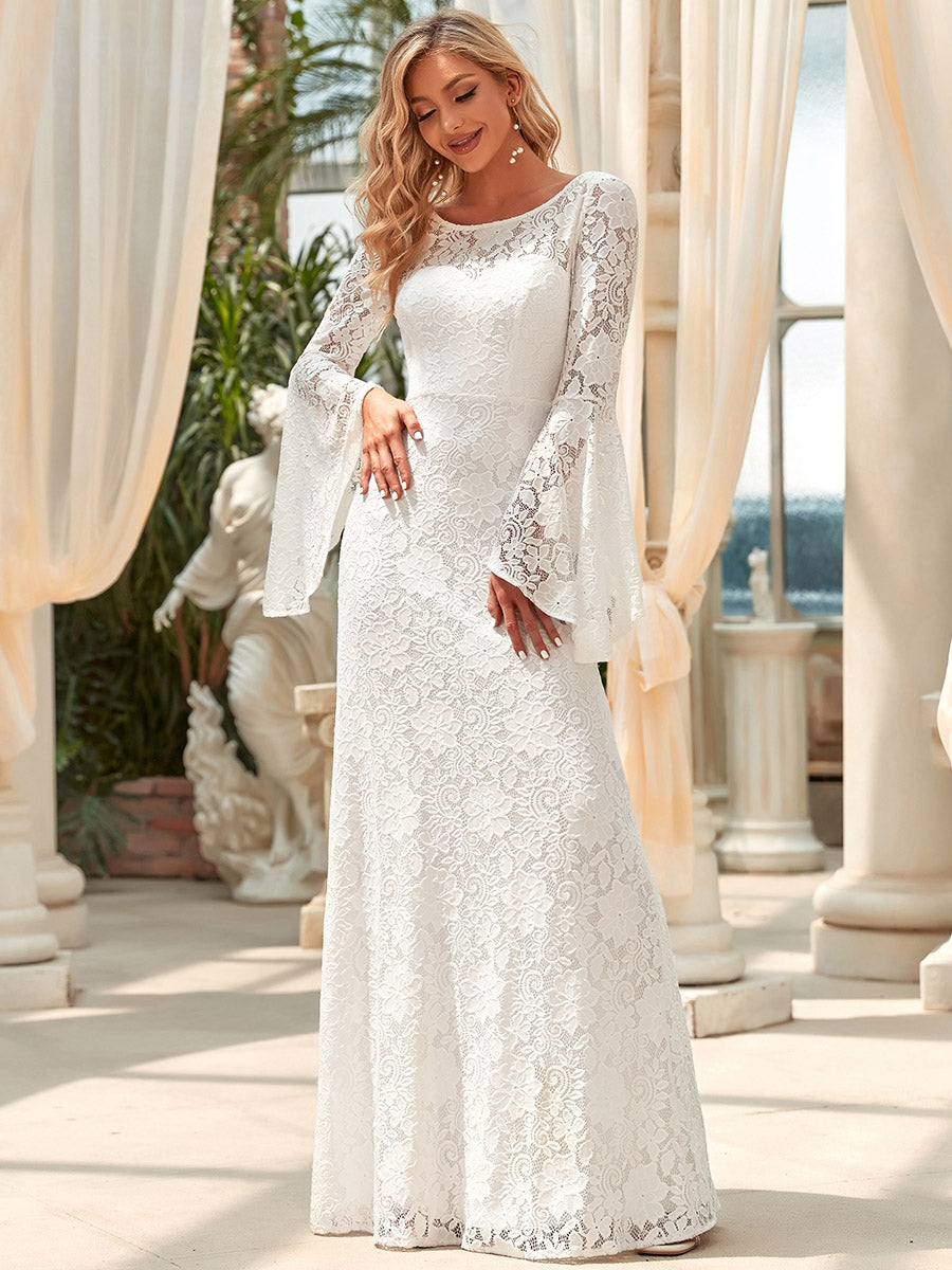 Round Neck Bat-Wing Sleeves A Line Wholesale Wedding Dresses