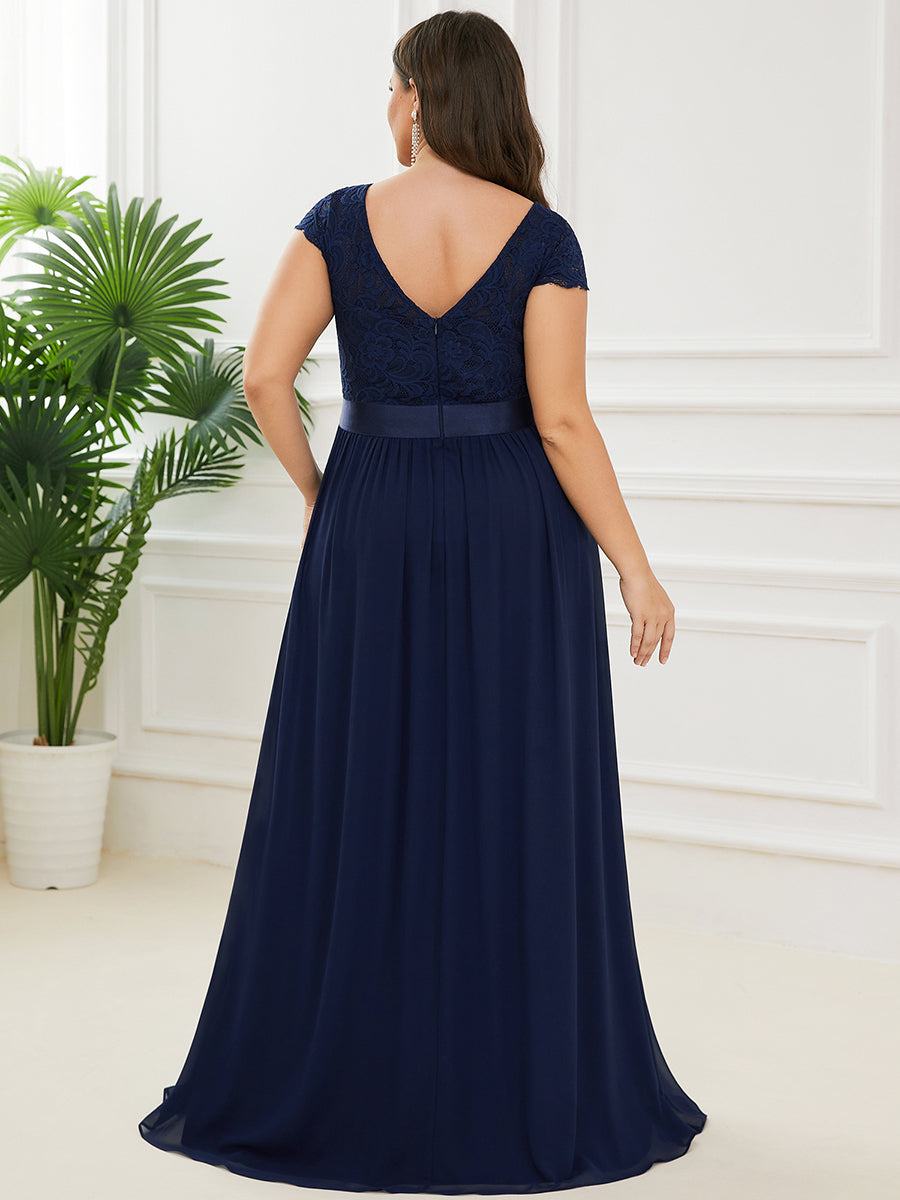 Plus Size Deep V Neck A Line Cover Sleeves Wholesale Bridesmaid Dresses
