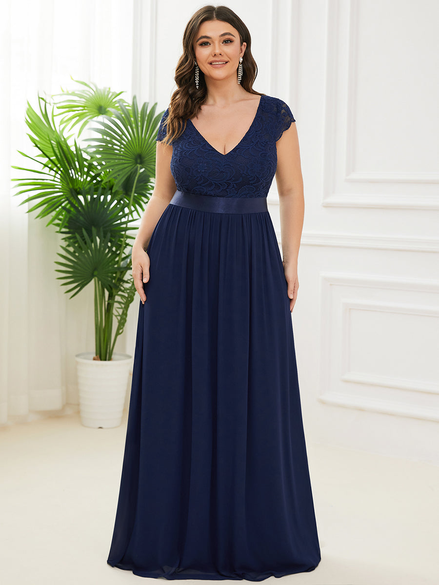 Plus Size Deep V Neck A Line Cover Sleeves Wholesale Bridesmaid Dresses