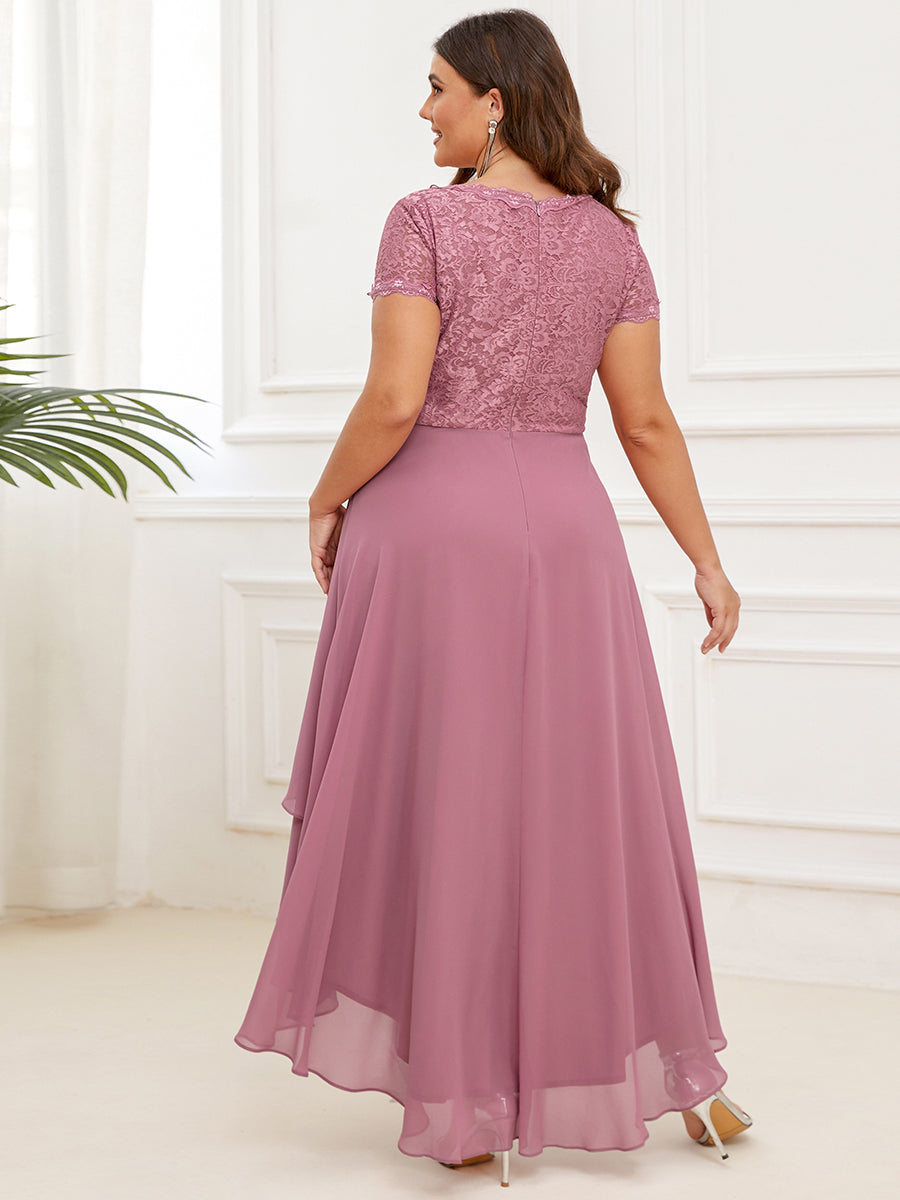 Plus Wholesale Mother of Bridesmaid Dresses with Deep V Neck Short Sleeves
