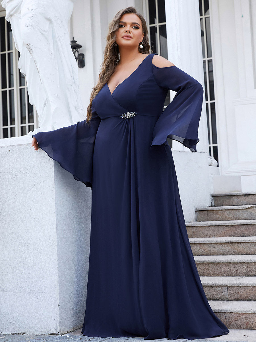 Deep V Neck Pagoda Sleeves A Line Wholesale Maternity Dresses