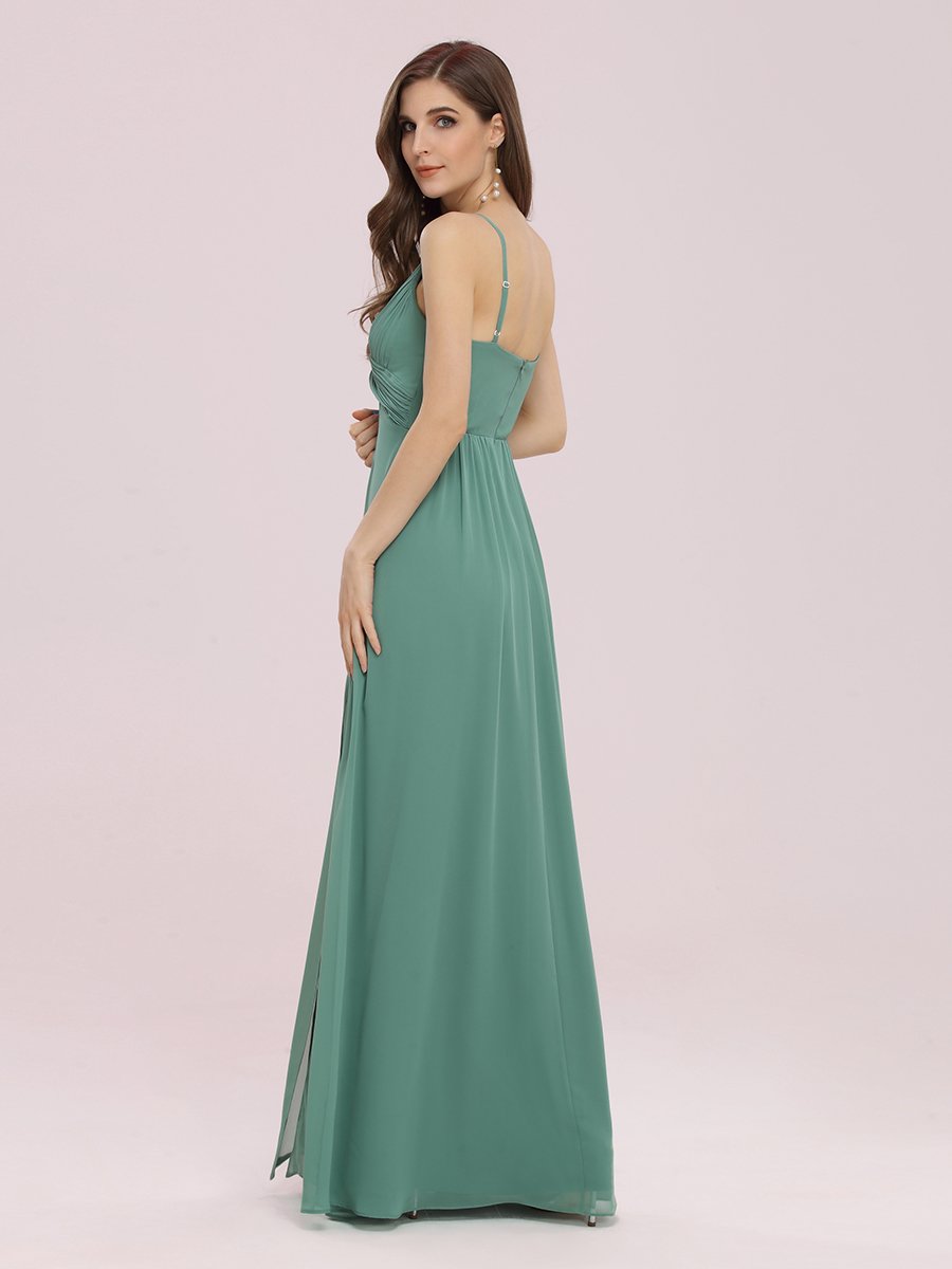 Women's Wholesale V Neck Chiffon Bridesmaid Dress with Side Split