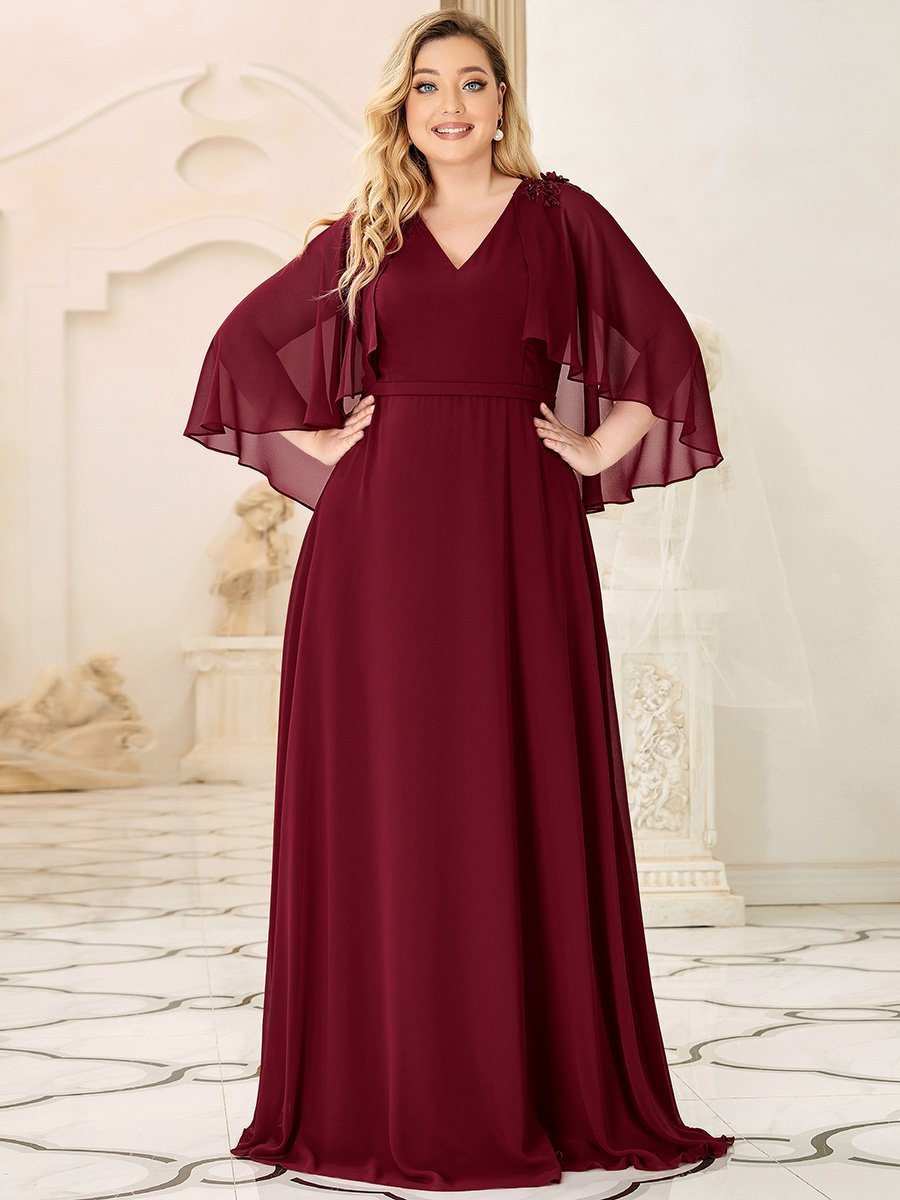 Elegant Plus Size Floor Length Bridesmaid Dresses with Wraps