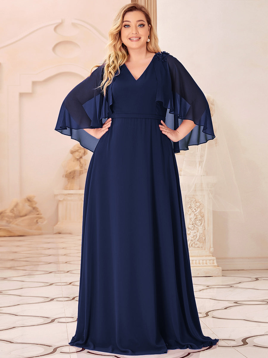 Elegant Plus Size Floor Length Bridesmaid Dresses with Wraps