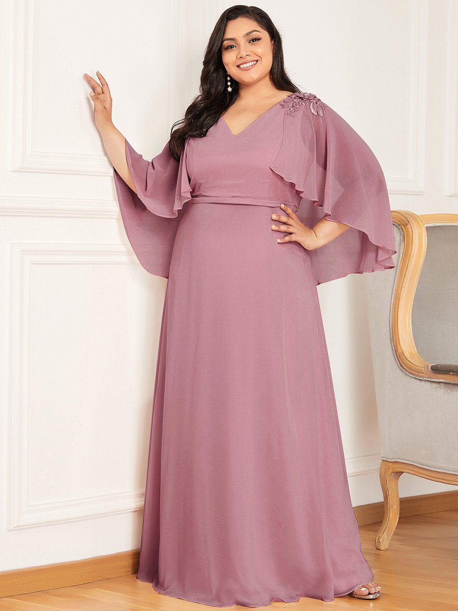 Elegant Plus Size Floor Length Bridesmaid Dresses with Wraps