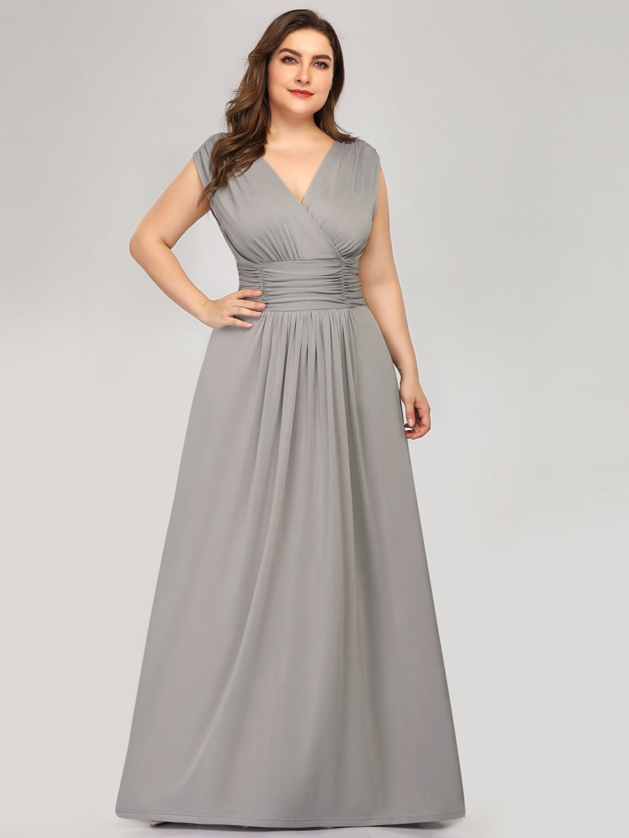 Plus Size Women's Fashion Double V-Neck Wholesale Bridesmaid Dresses