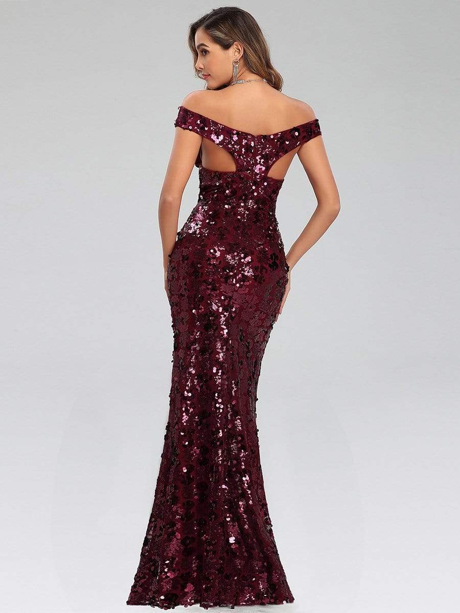 Sexy Deep V Neck Mermaid Evening Dress with Sequin