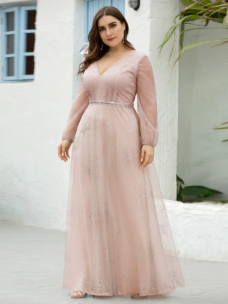 Maxi Long Plus Size Wholesale Prom Dresses With Lantern Long Sleeve