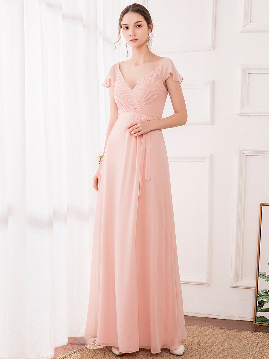 Women's Elegant A-Line Ruffles Sleeve Wholesale Bridesmaid Dresses