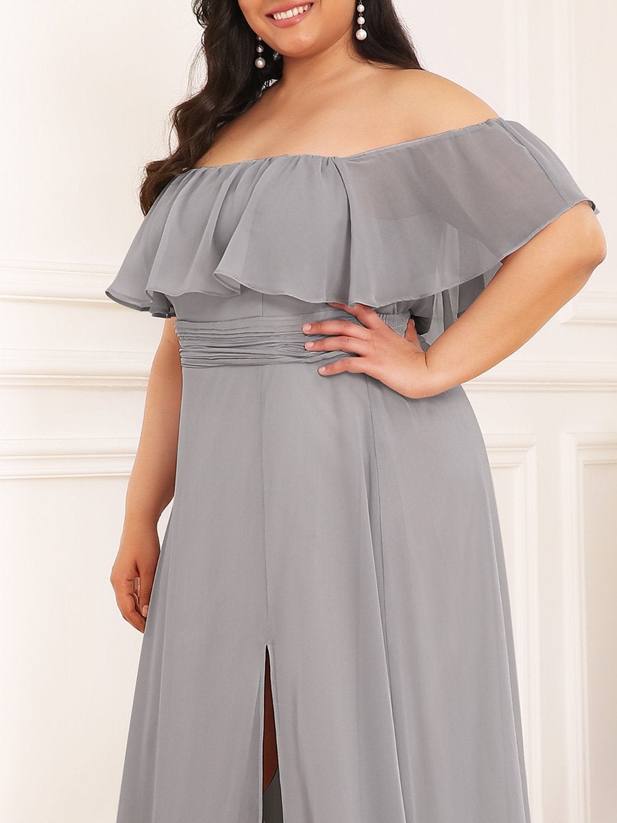 Women's Plus Size Ruffle Thigh Split Wholesale Bridesmaid Dresses
