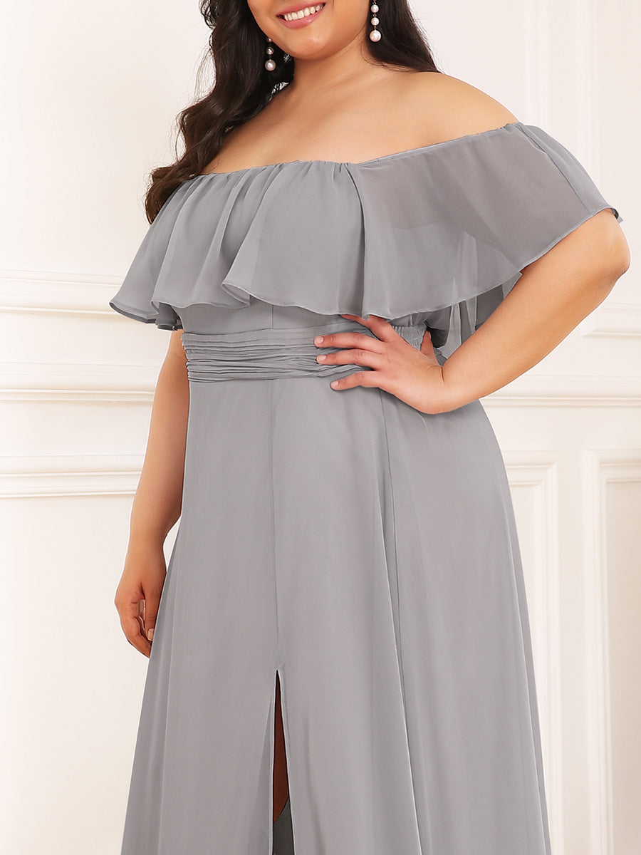 Women's Plus Size Ruffle Thigh Split Wholesale Bridesmaid Dresses