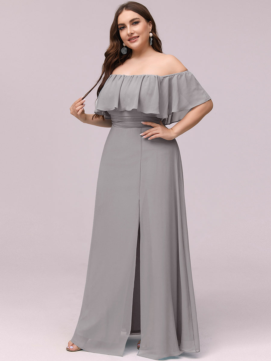 Women's Plus Size Ruffle Thigh Split Wholesale Bridesmaid Dresses