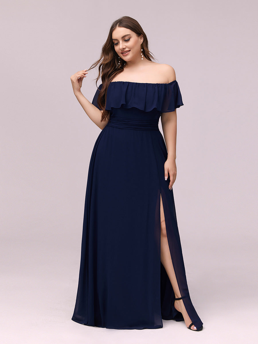 Women's Plus Size Ruffle Thigh Split Wholesale Bridesmaid Dresses