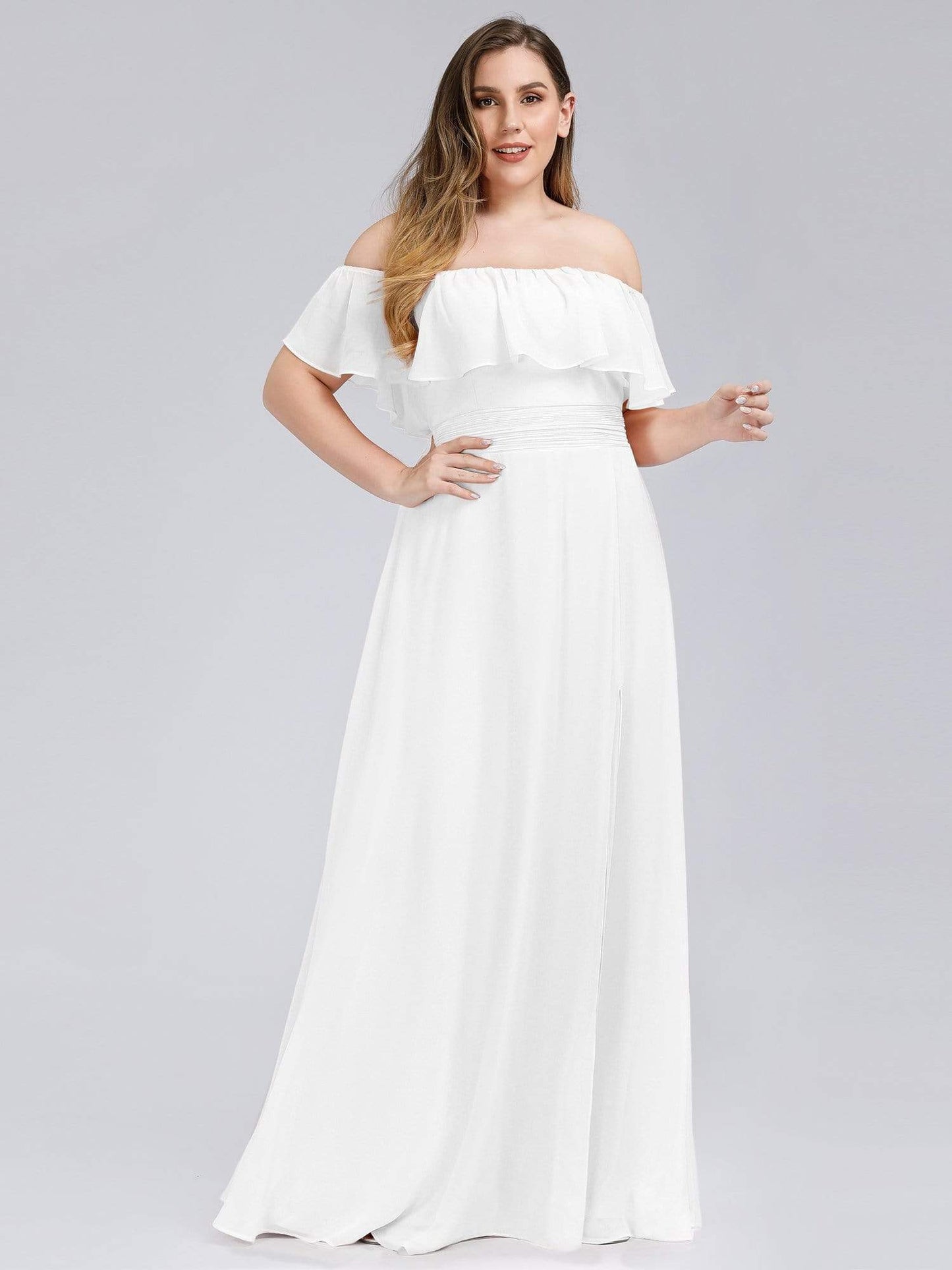 Women's Plus Size Ruffle Thigh Split Wholesale Bridesmaid Dresses