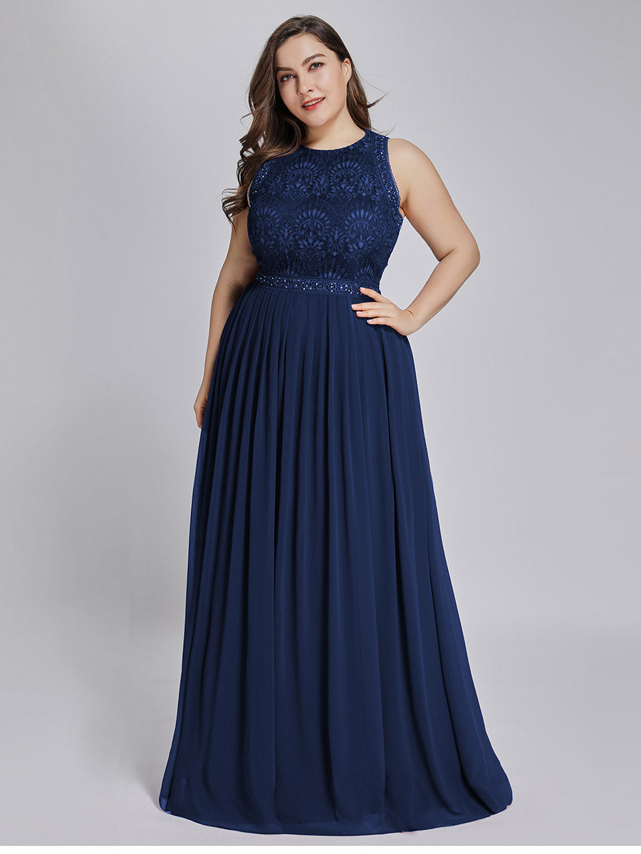 Round Neck Maxi Long Wholesale Plus Size Party Dresses for Women