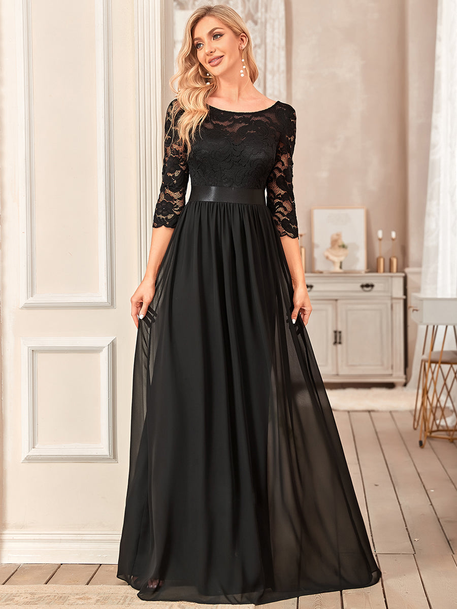 Elegant Empire Waist Wholesale Bridesmaid Dresses with Long Lace Sleeve