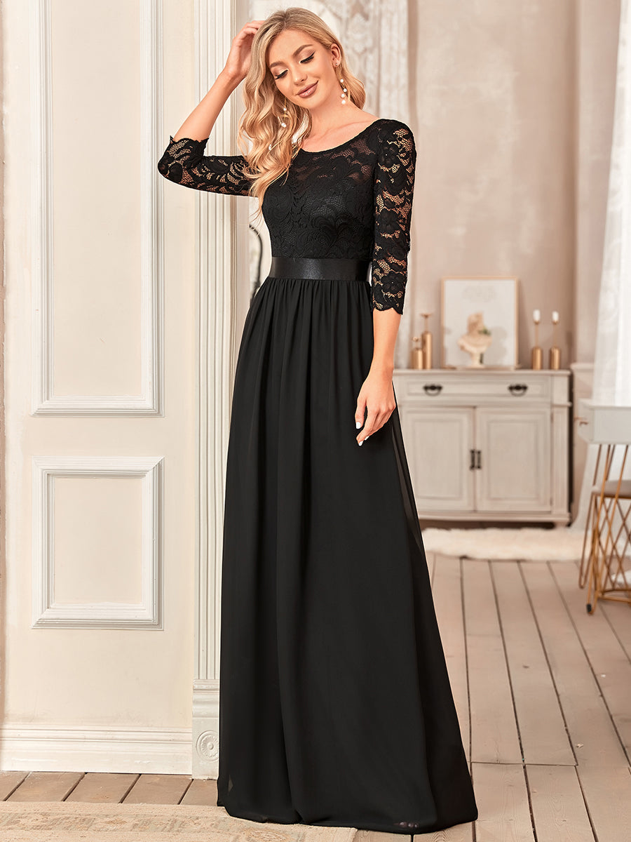 Elegant Empire Waist Wholesale Bridesmaid Dresses with Long Lace Sleeve