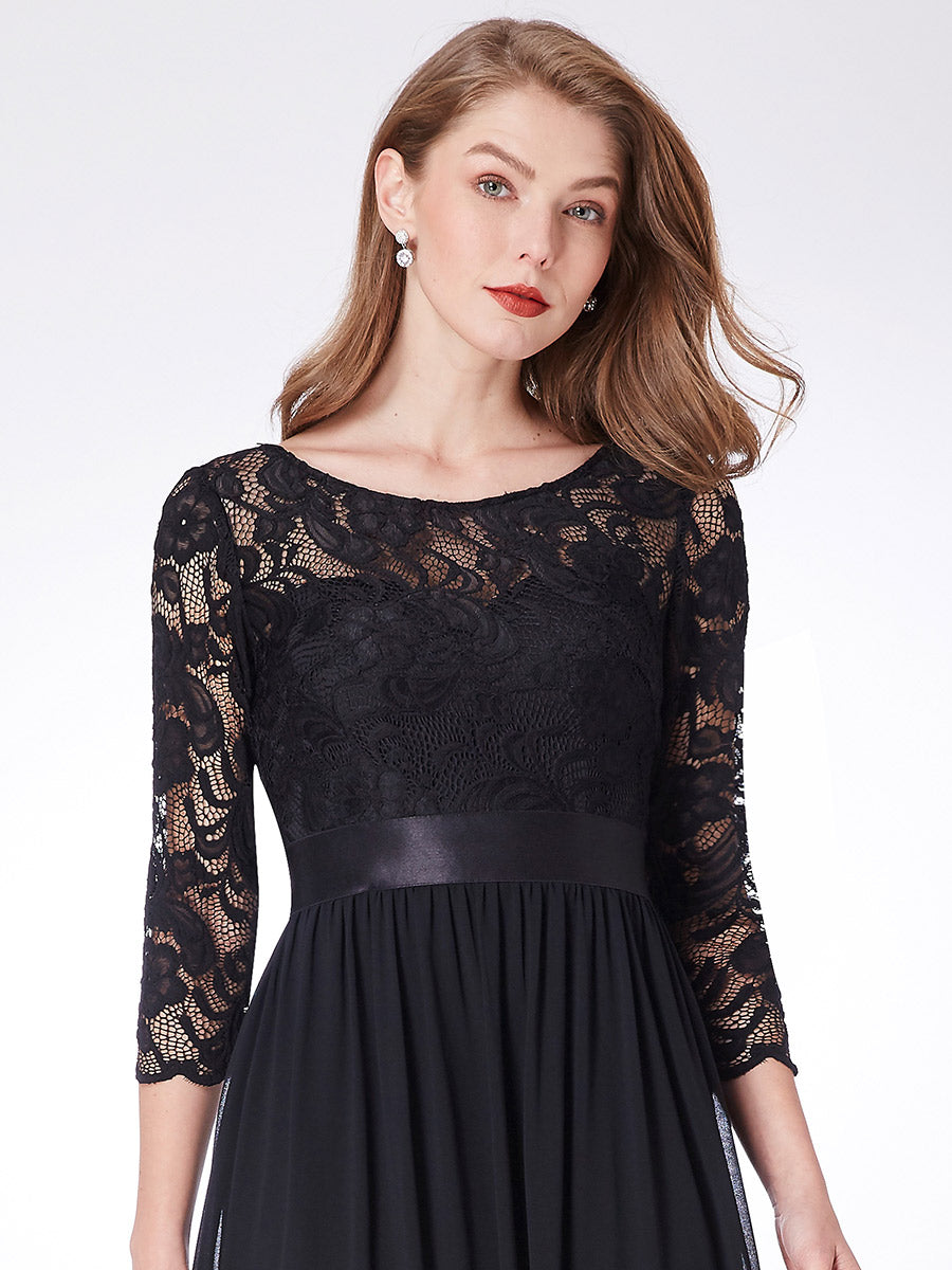 Elegant Empire Waist Wholesale Bridesmaid Dresses with Long Lace Sleeve