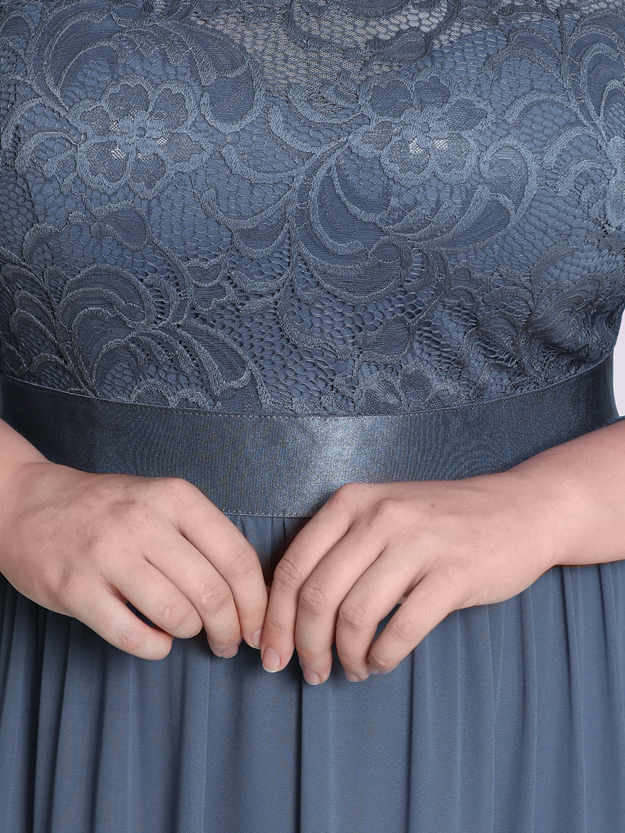 Plus Size Lace Wholesale Bridesmaid Dresses with Long Lace Sleeve