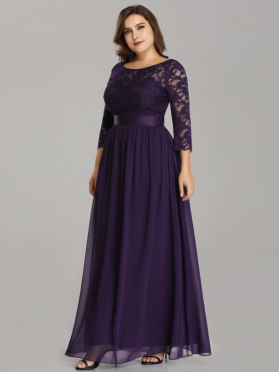 Plus Size Lace Wholesale Bridesmaid Dresses with Long Lace Sleeve
