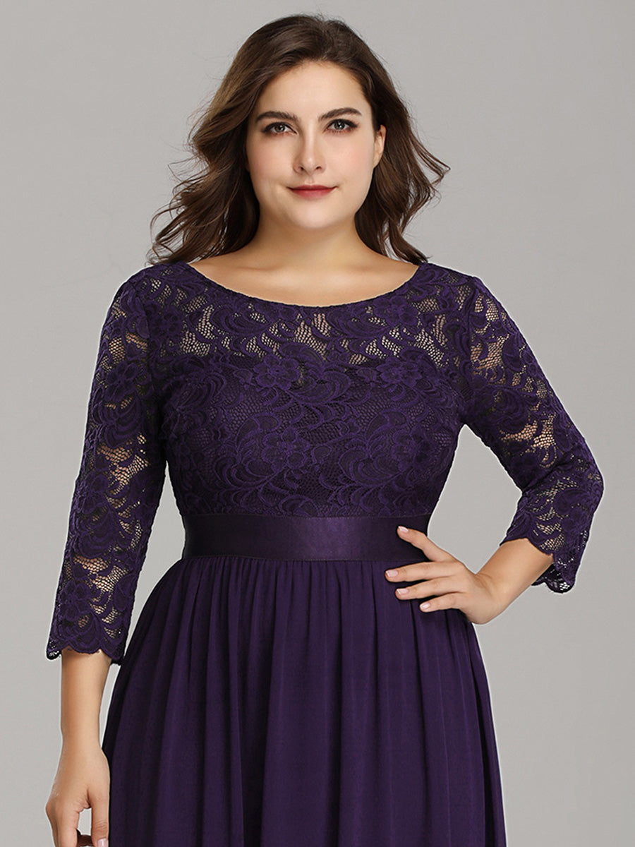 Plus Size Lace Wholesale Bridesmaid Dresses with Long Lace Sleeve