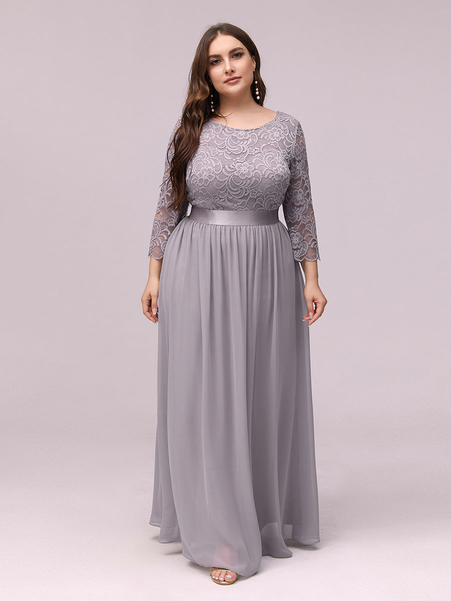 Plus Size Lace Wholesale Bridesmaid Dresses with Long Lace Sleeve
