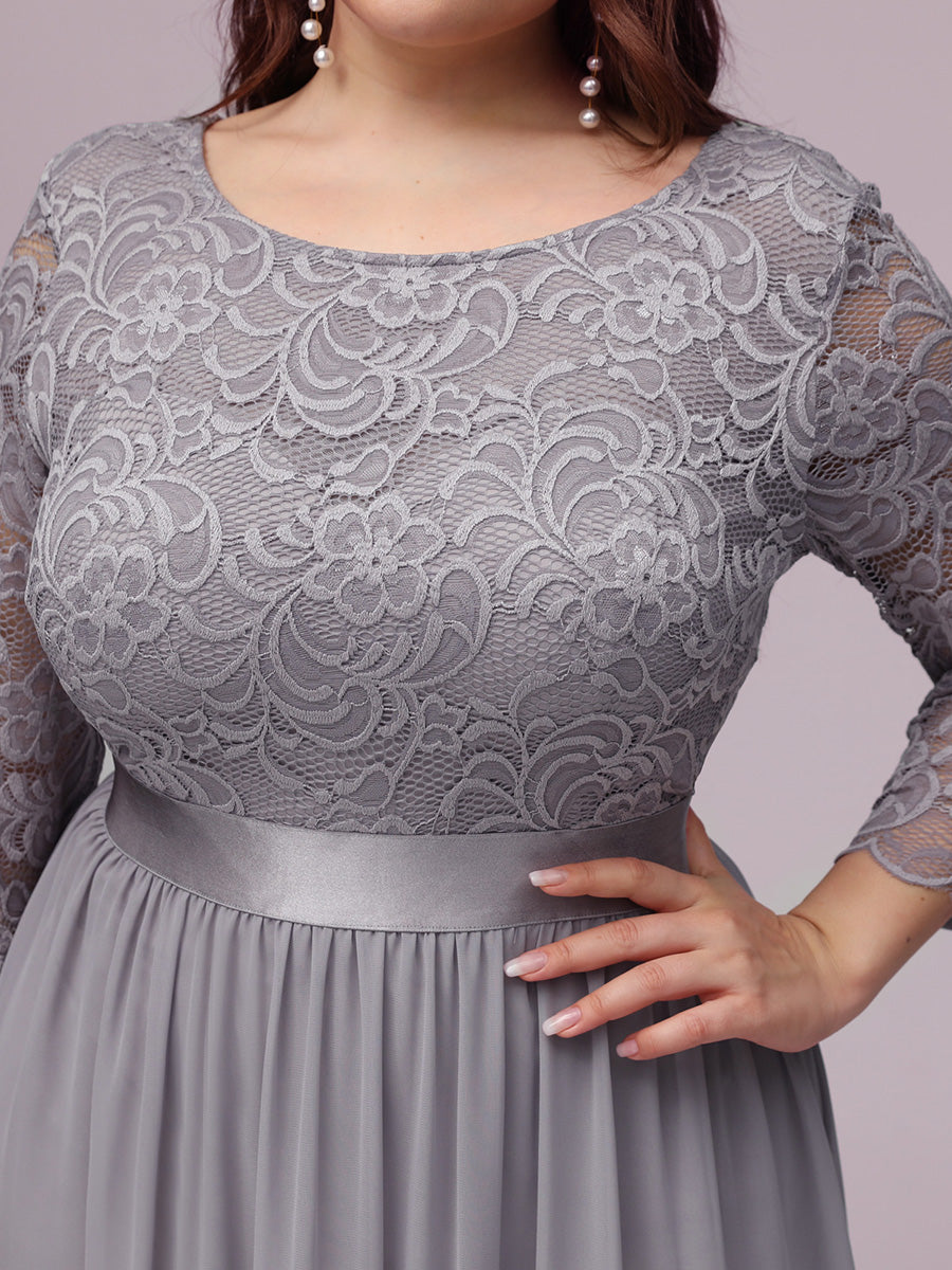 Plus Size Lace Wholesale Bridesmaid Dresses with Long Lace Sleeve