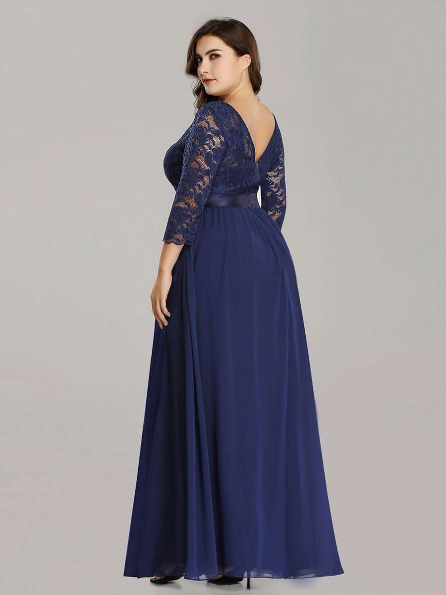 Plus Size Lace Wholesale Bridesmaid Dresses with Long Lace Sleeve