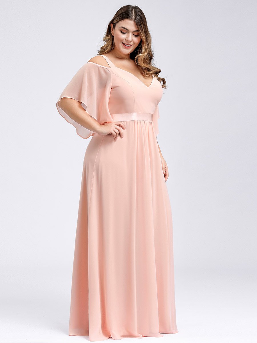 Women's Cold Shoulder Chiffon Plus Size Wholesale Bridesmaid Dresses