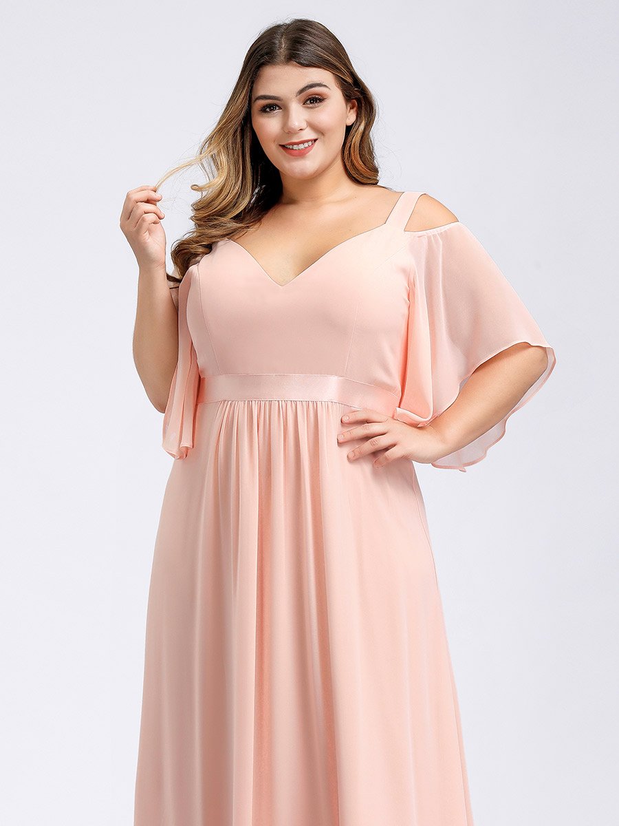 Women's Cold Shoulder Chiffon Plus Size Wholesale Bridesmaid Dresses