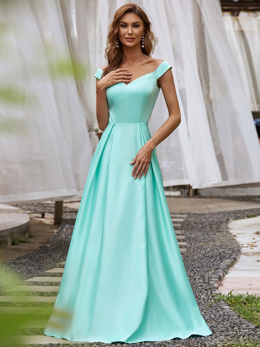 A-Line Off Shoulder Maxi Long Wholesale Prom Dresses