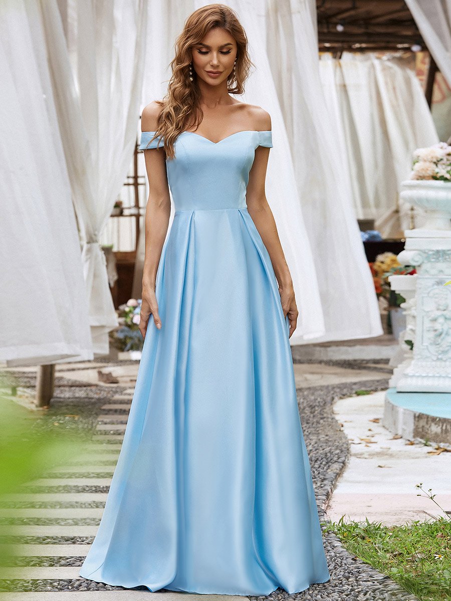 A-Line Off Shoulder Maxi Long Wholesale Prom Dresses