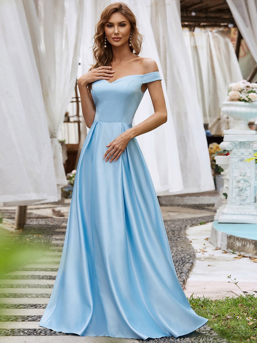 A-Line Off Shoulder Maxi Long Wholesale Prom Dresses