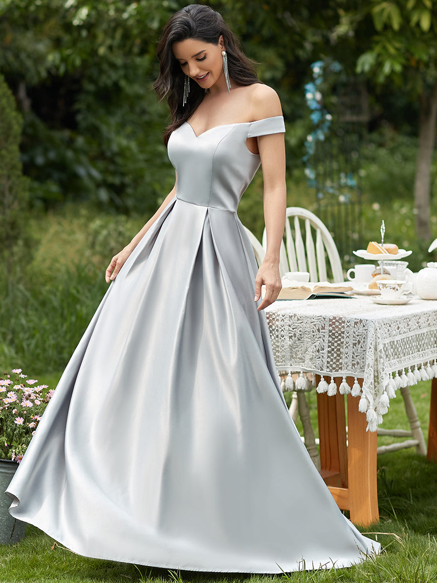 A-Line Off Shoulder Maxi Long Wholesale Prom Dresses