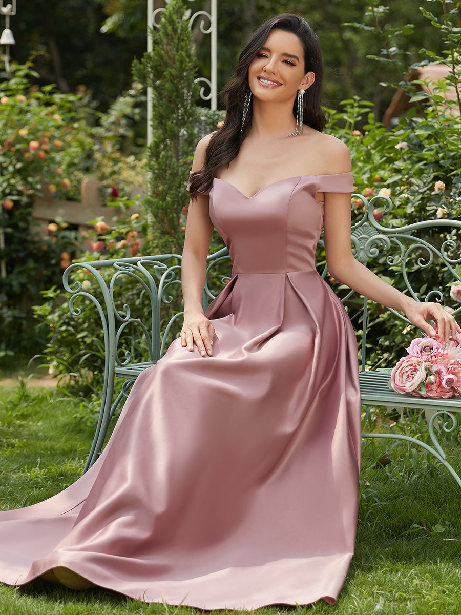 A-Line Off Shoulder Maxi Long Wholesale Prom Dresses
