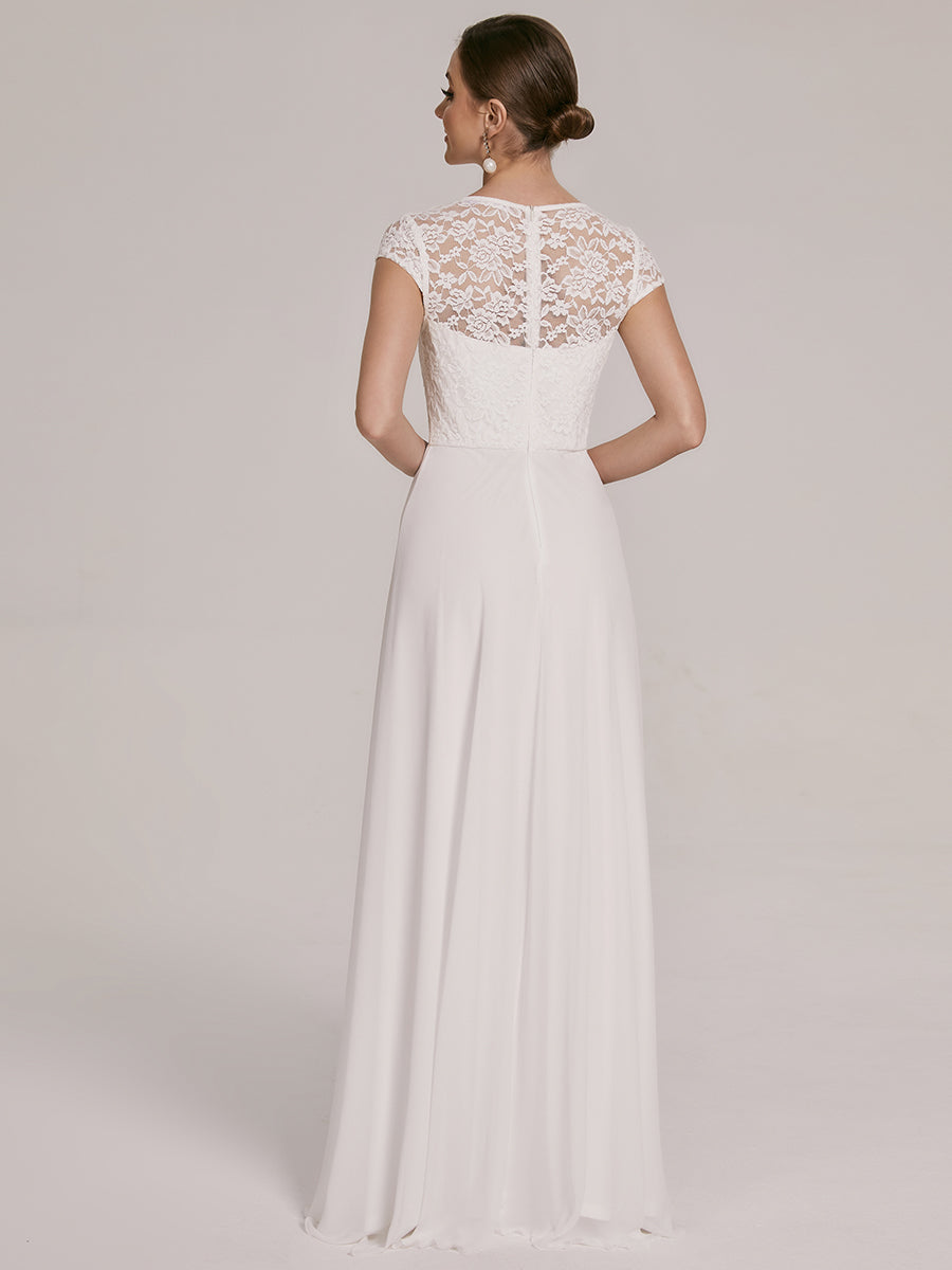 Sweetheart Elegant Wholesale Chiffon Bridemaid Dress With Lace Cap Sleeves