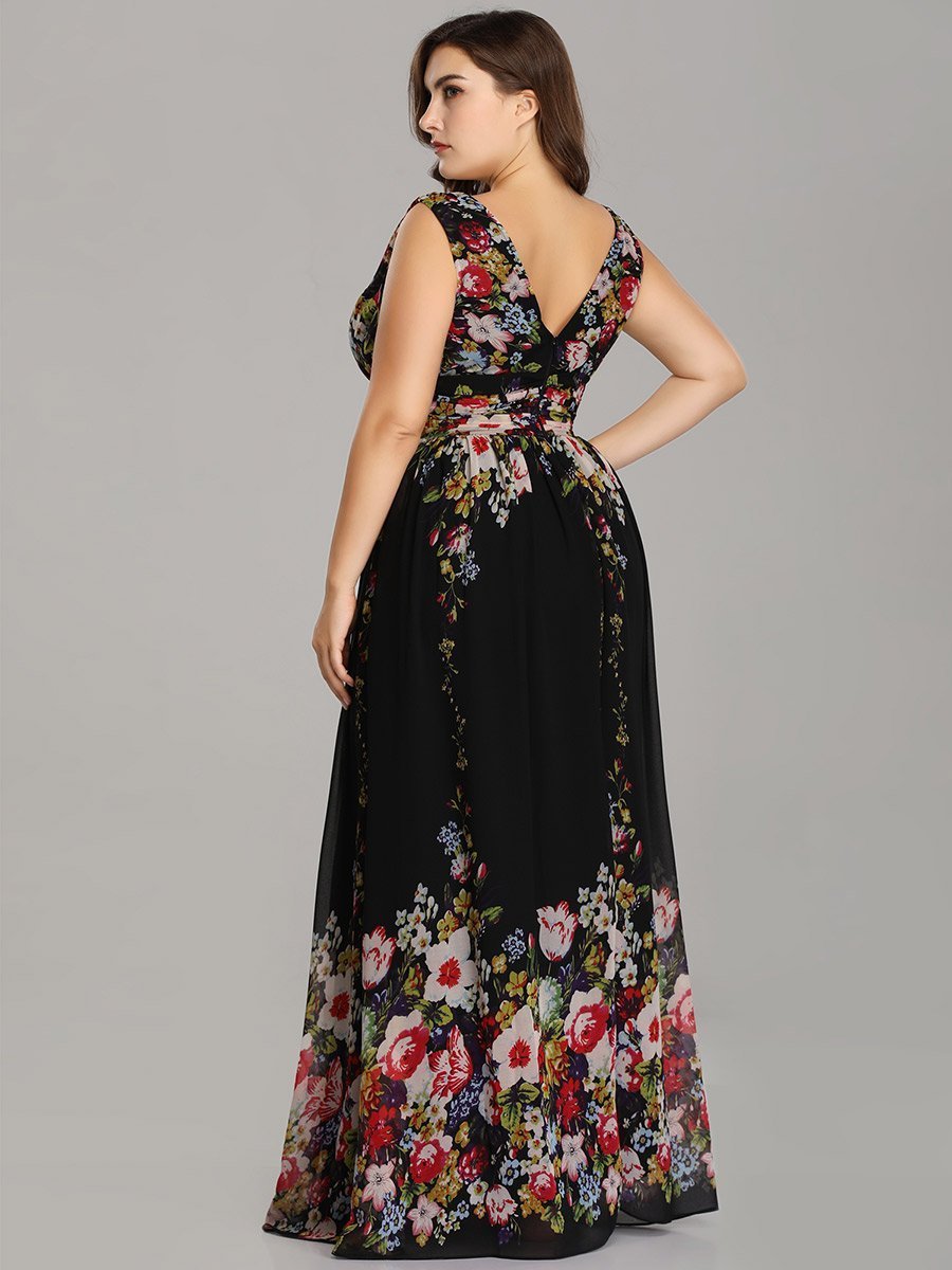 Double V-Neck Maxi Long Wholesale Plus Size Evening Dresses