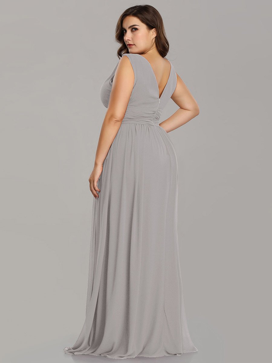 Double V-Neck Maxi Long Wholesale Plus Size Evening Dresses